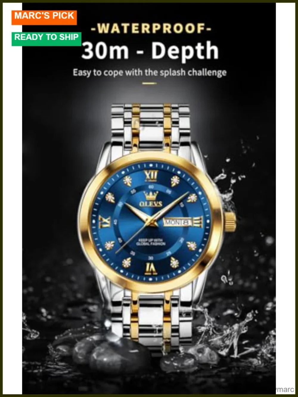 Classic Business Dress Analog Quartz Stainless Steel Waterproof Luminous Date